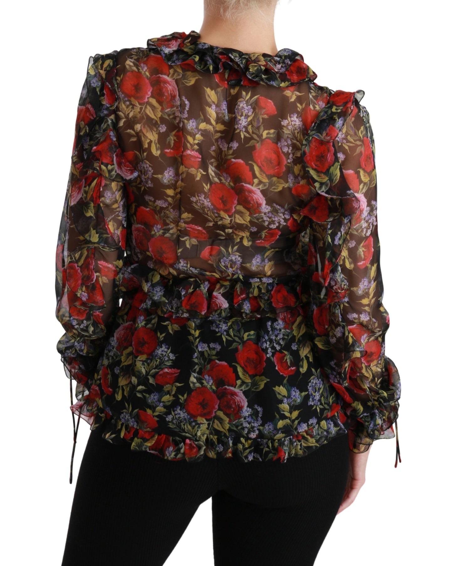 Dolce &amp; Gabbana Elegant floral silk blouse with long sleeves