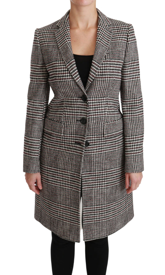 Dolce &amp; Gabbana Elegant multi-colored checked knee-length jacket coat