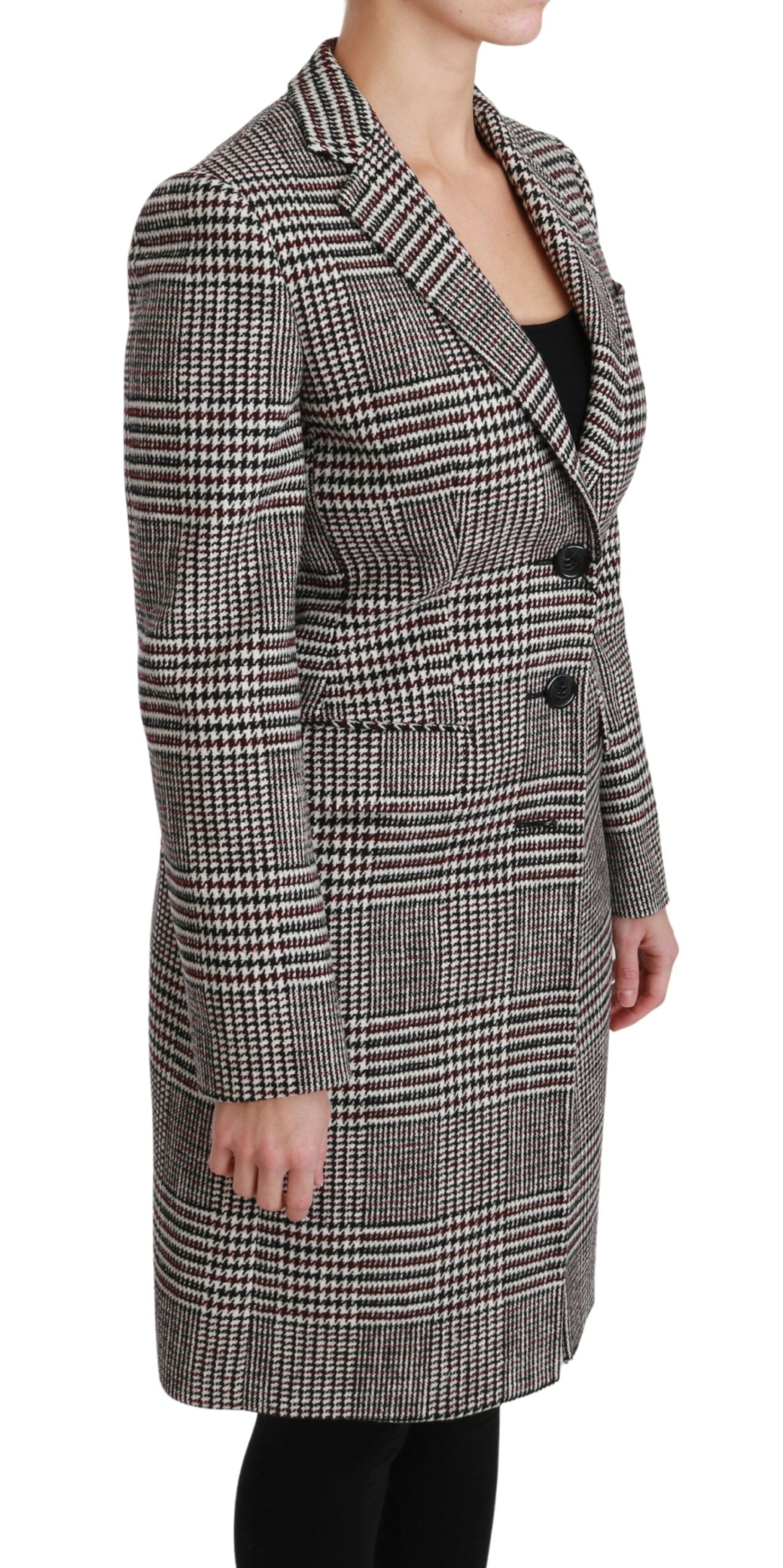 Dolce &amp; Gabbana Elegant multi-colored checked knee-length jacket coat