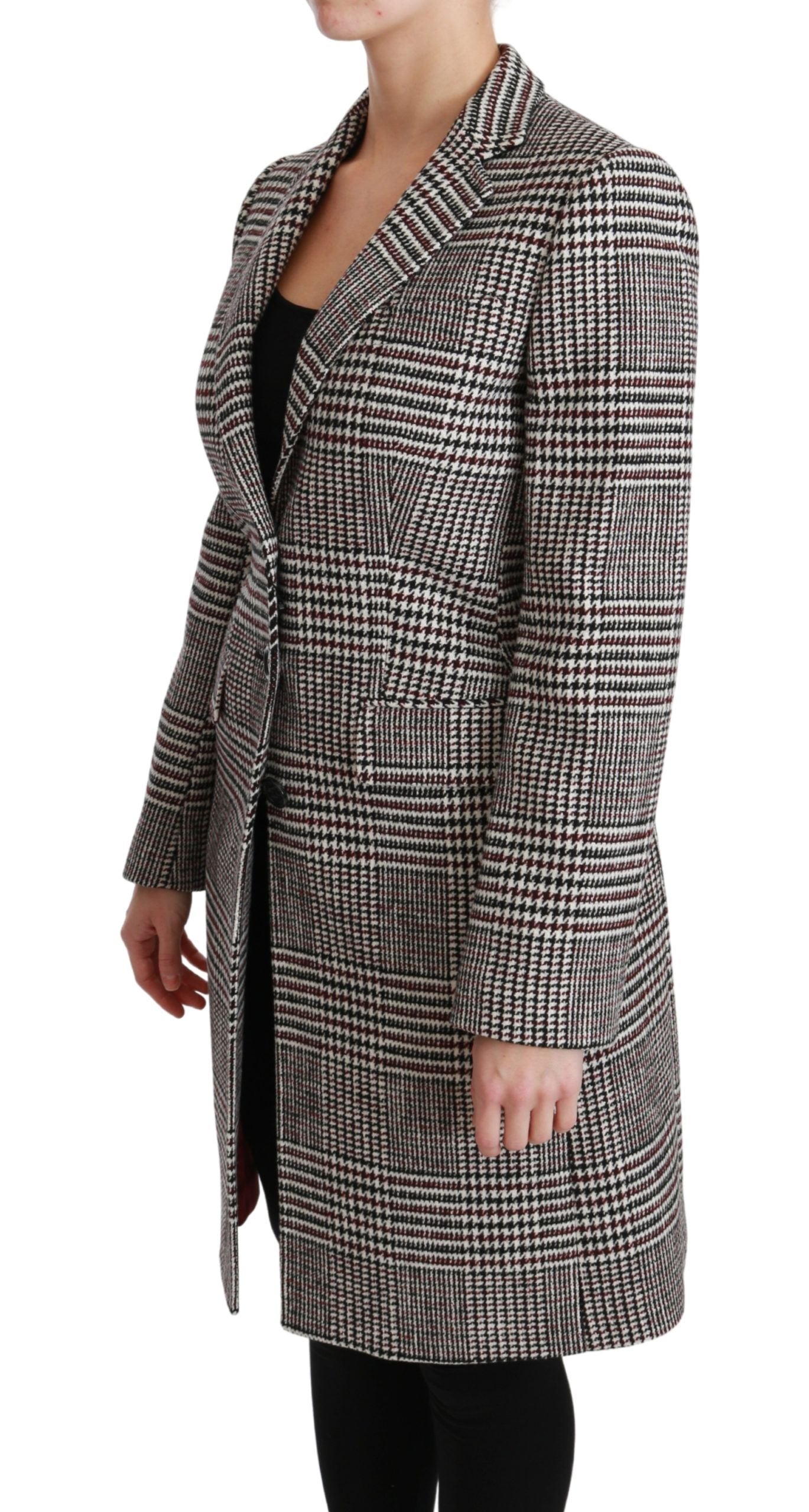 Dolce &amp; Gabbana Elegant multi-colored checked knee-length jacket coat