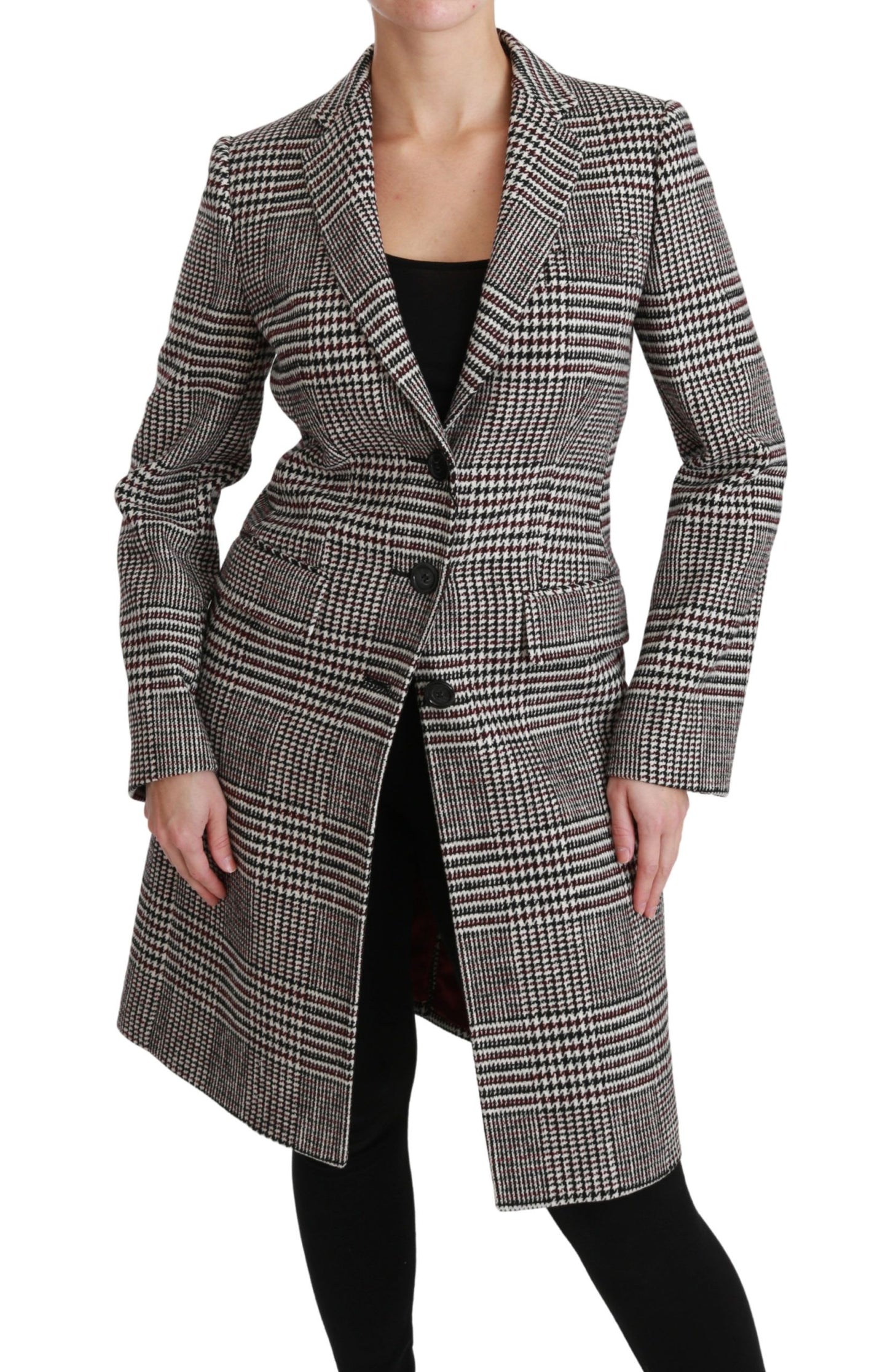 Dolce &amp; Gabbana Elegant multi-colored checked knee-length jacket coat