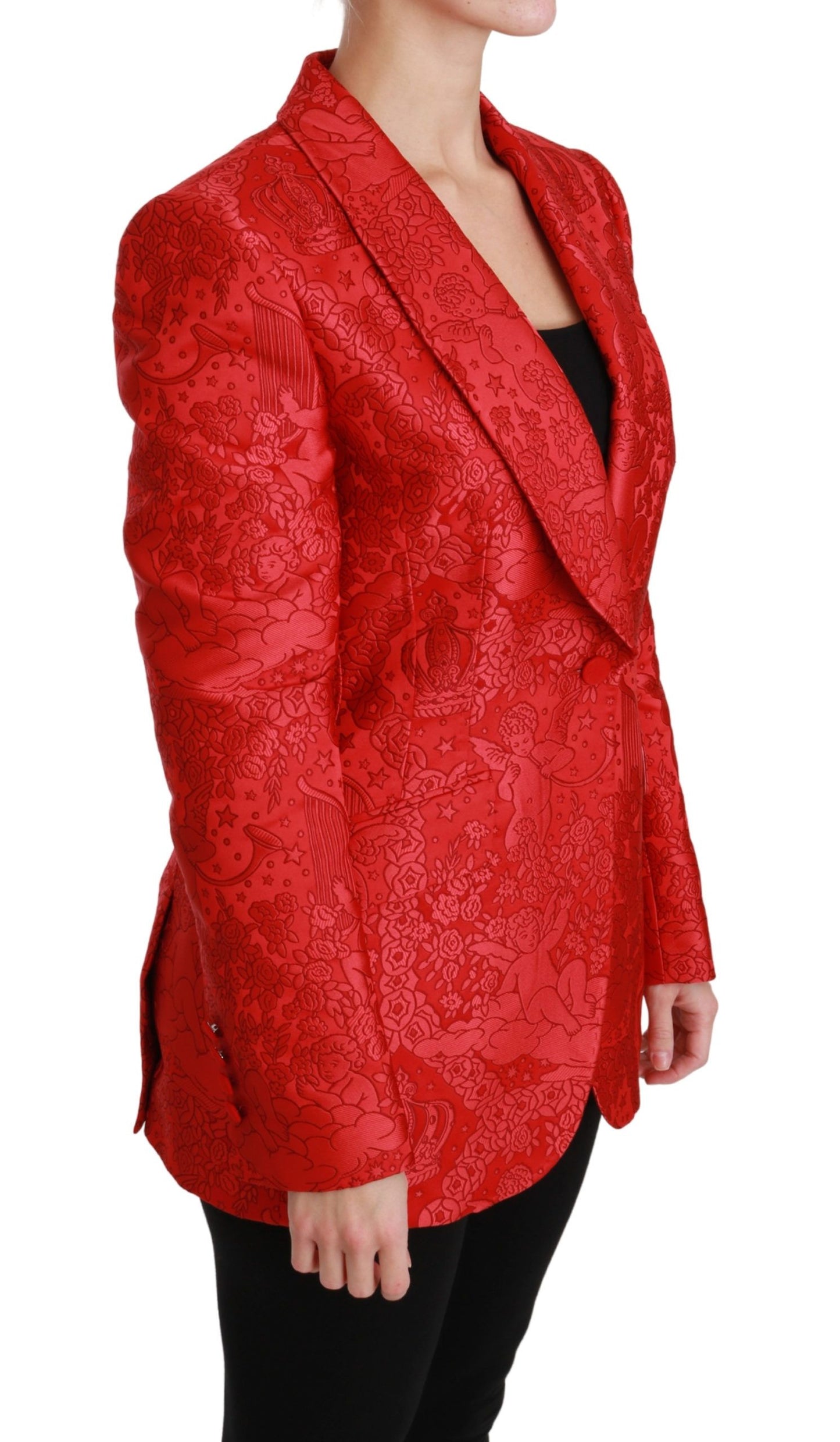 Dolce &amp; Gabbana Red floral blazer with angel pattern