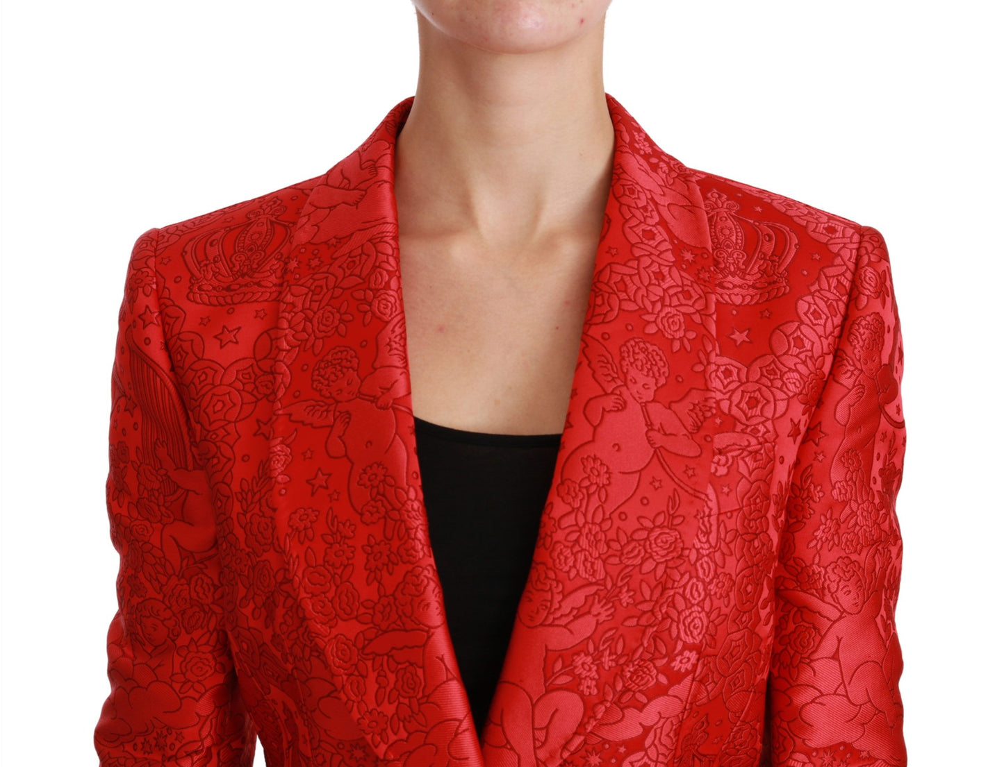 Dolce &amp; Gabbana Red floral blazer with angel pattern