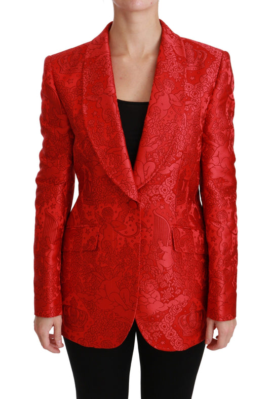 Dolce &amp; Gabbana Red floral blazer with angel pattern