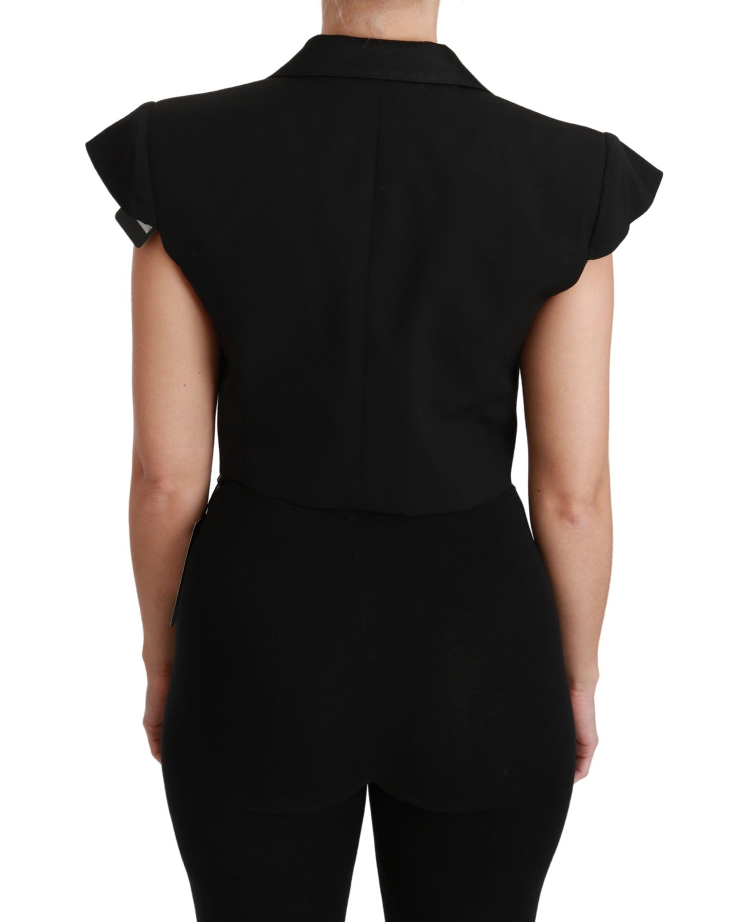 Dolce &amp; Gabbana Elegant Black Cropped Blazer Vest