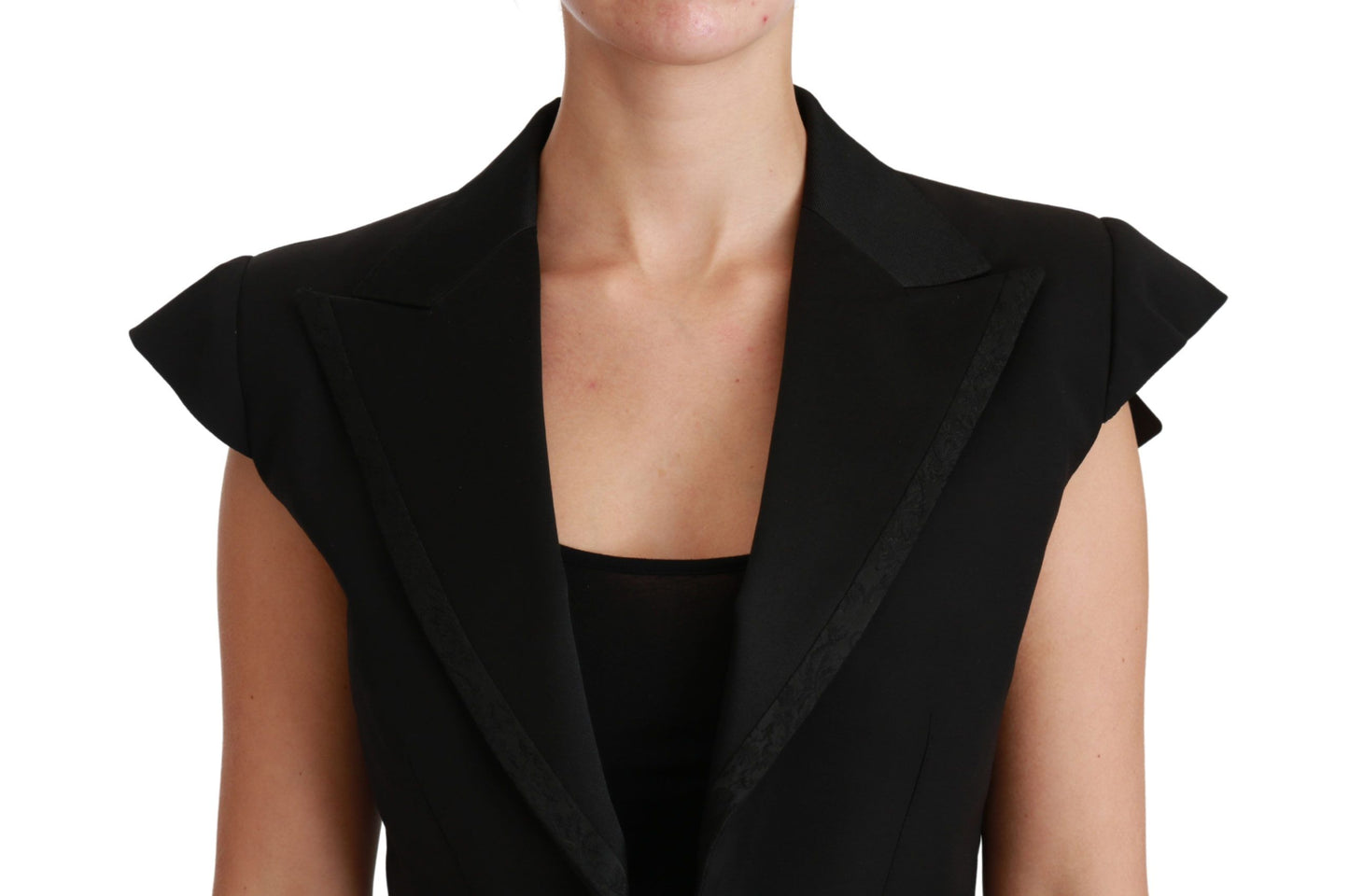 Dolce &amp; Gabbana Elegant Black Cropped Blazer Vest