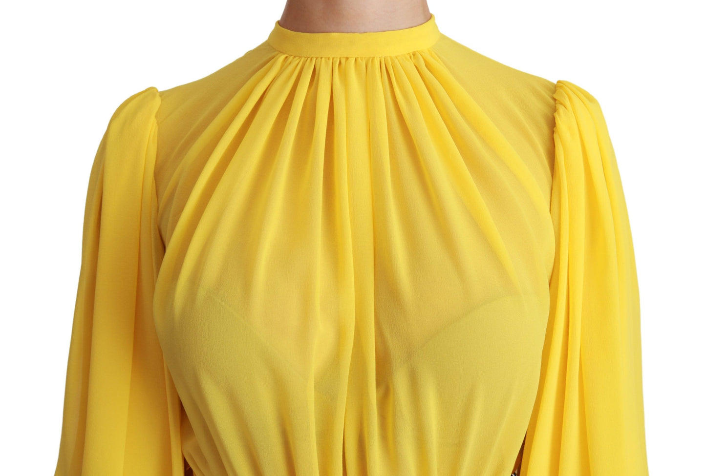 Dolce & Gabbana Minikleid aus Seide mit Plissee in A-Linie in Sunshine Yellow