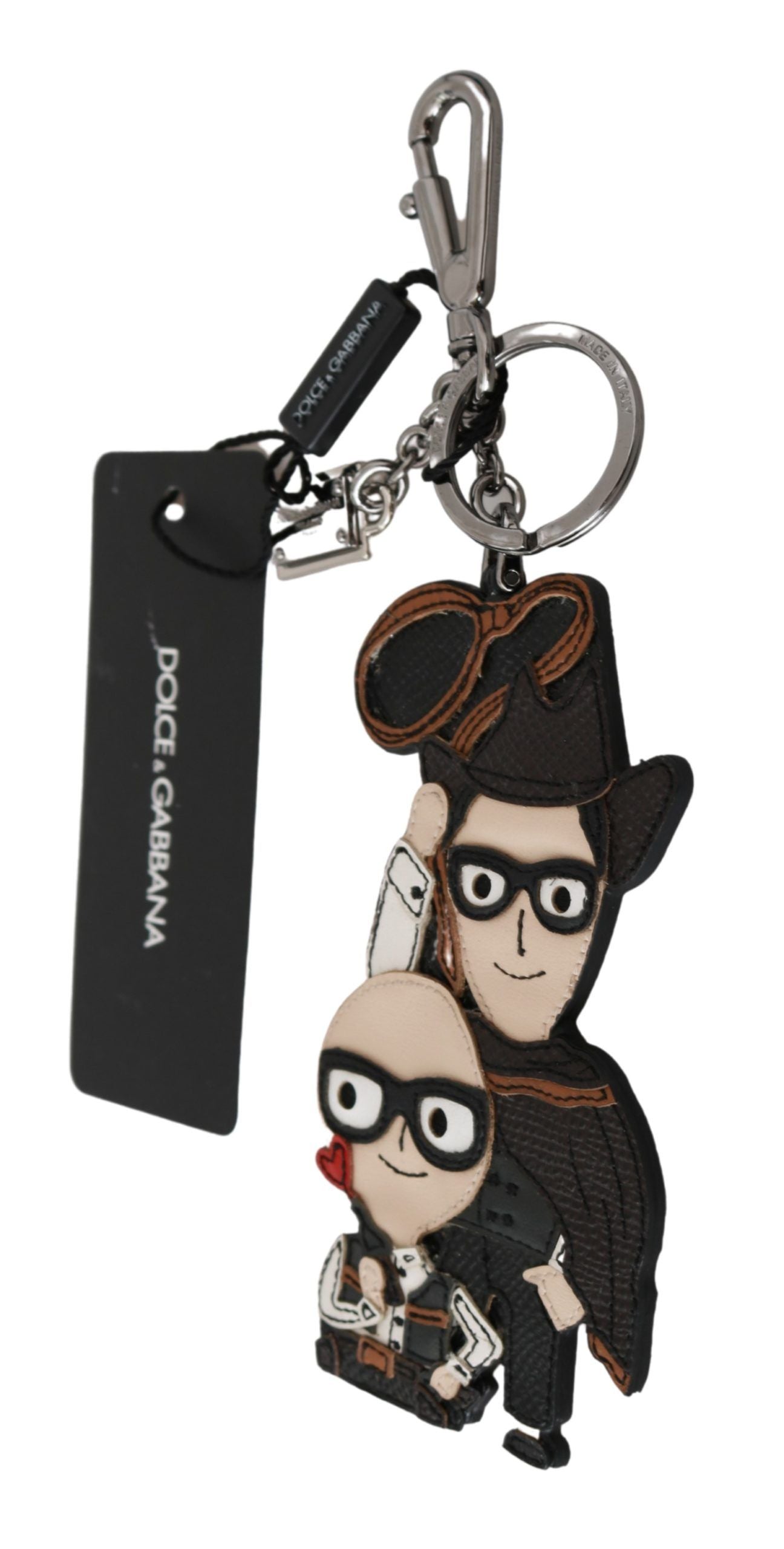 Dolce &amp; Gabbana Chic leather keychain with brass accents