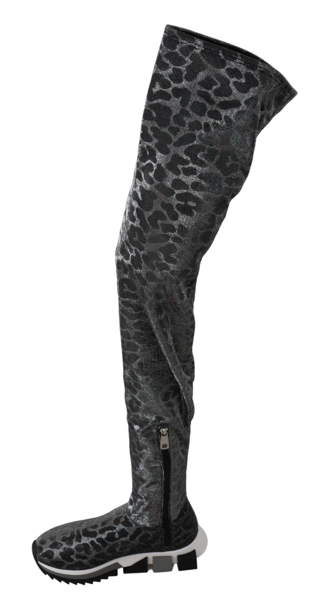 Dolce &amp; Gabbana Elegant Leopard Ankle Boots Over The Knee Shoes