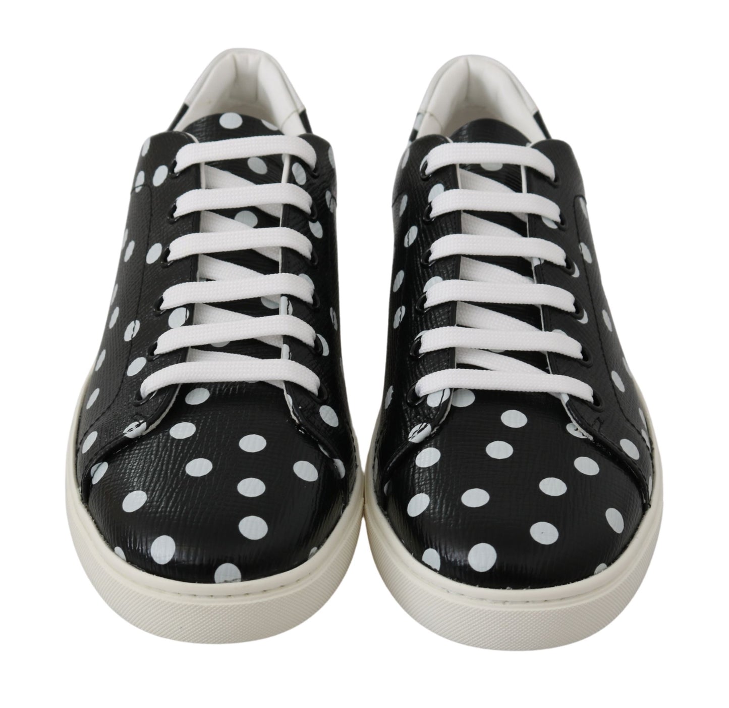 Dolce &amp; Gabbana Black Dotted Leather Sneakers