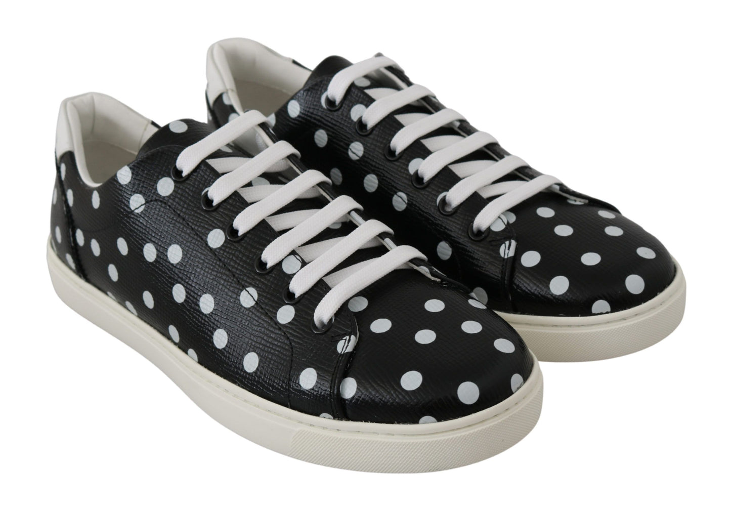 Dolce &amp; Gabbana Black Dotted Leather Sneakers