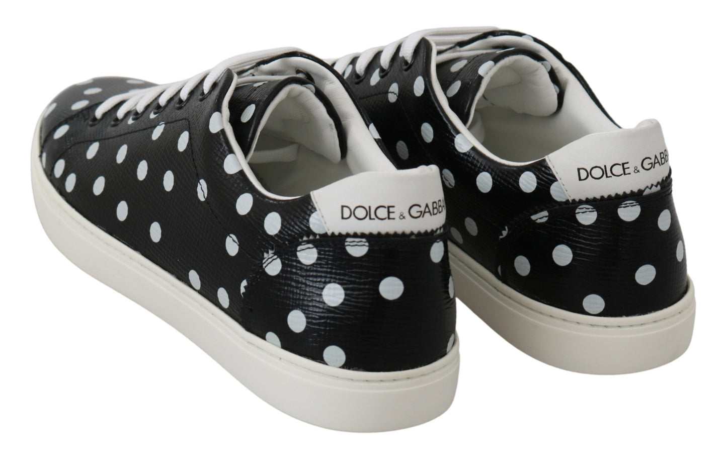 Dolce &amp; Gabbana Black Dotted Leather Sneakers