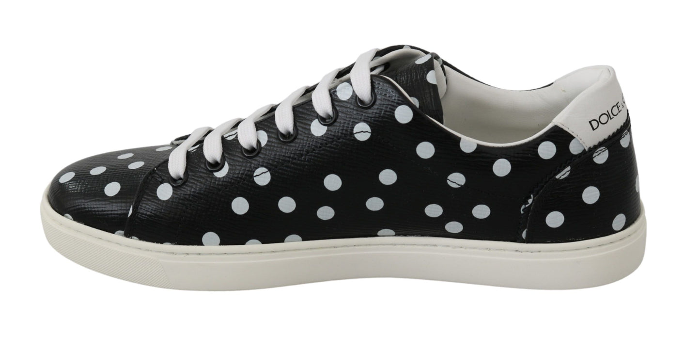 Dolce &amp; Gabbana Black Dotted Leather Sneakers