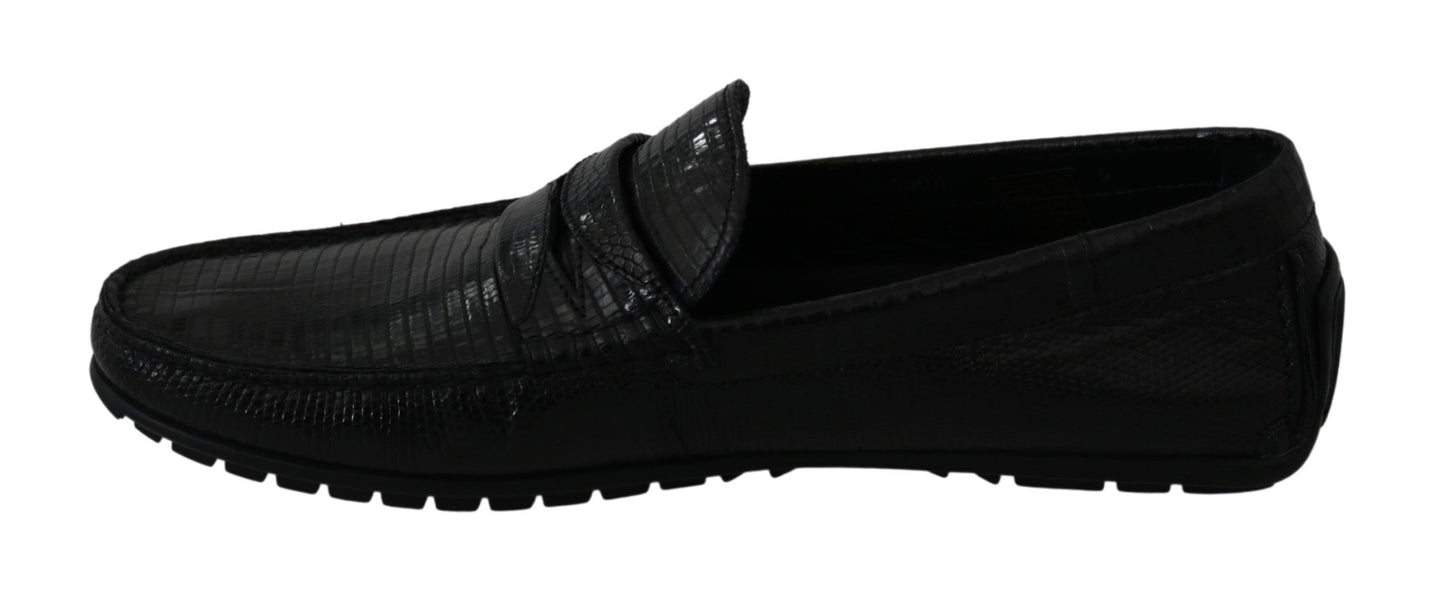 Dolce &amp; Gabbana Exquisite Loafers in black lizard leather