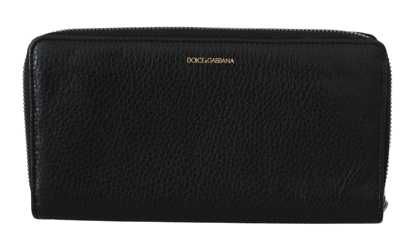 Dolce & Gabbana Elegante Brieftasche mit Reißverschluss aus schwarzem Leder