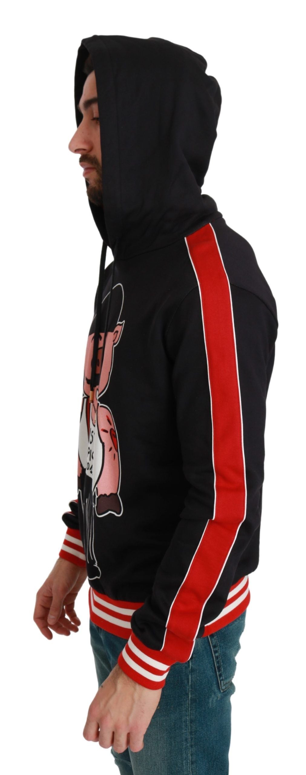 Dolce &amp; Gabbana Elegant black hoodie with multicolored motif