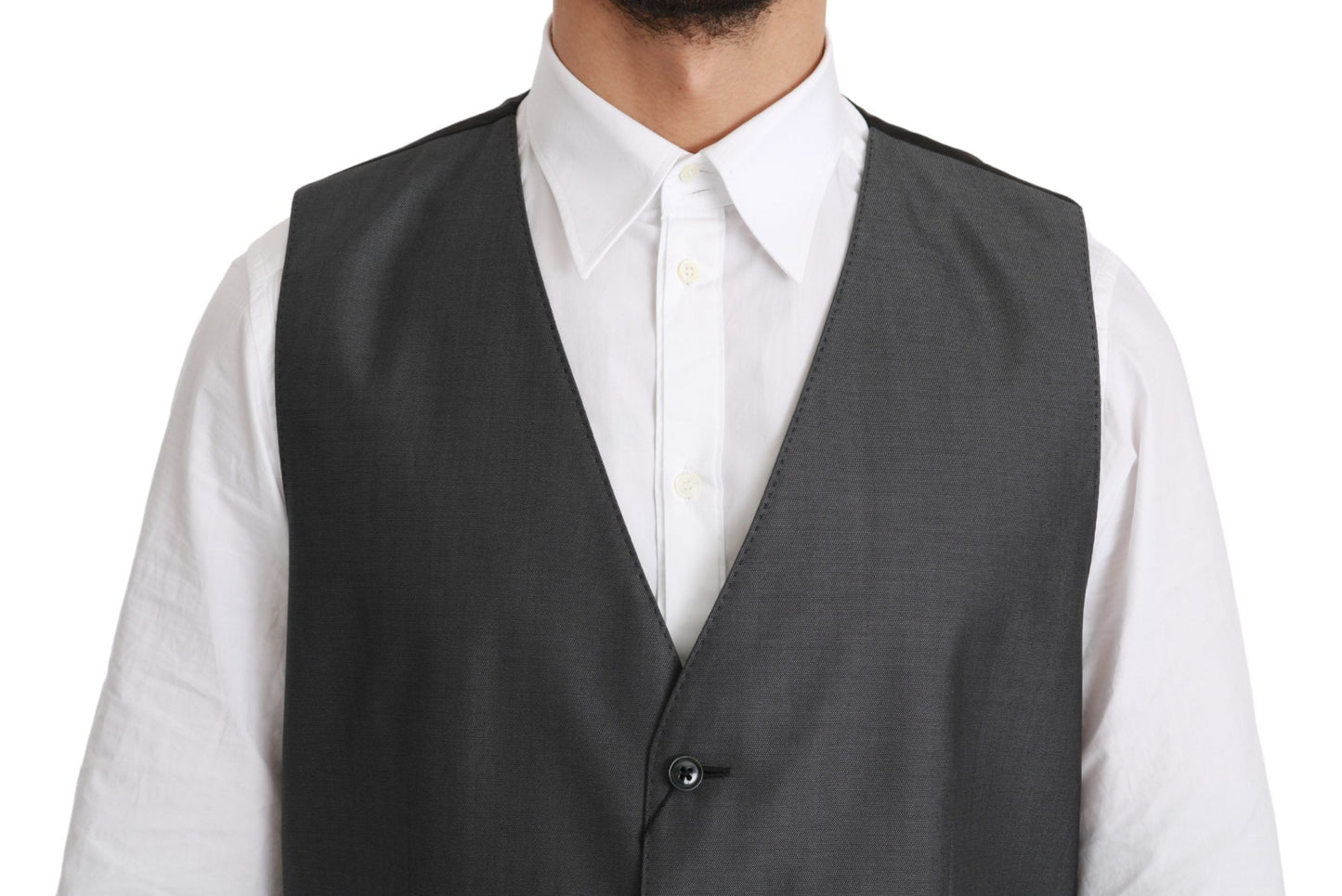 Dolce &amp; Gabbana Elegant Gray Wool Blend Dress Vest