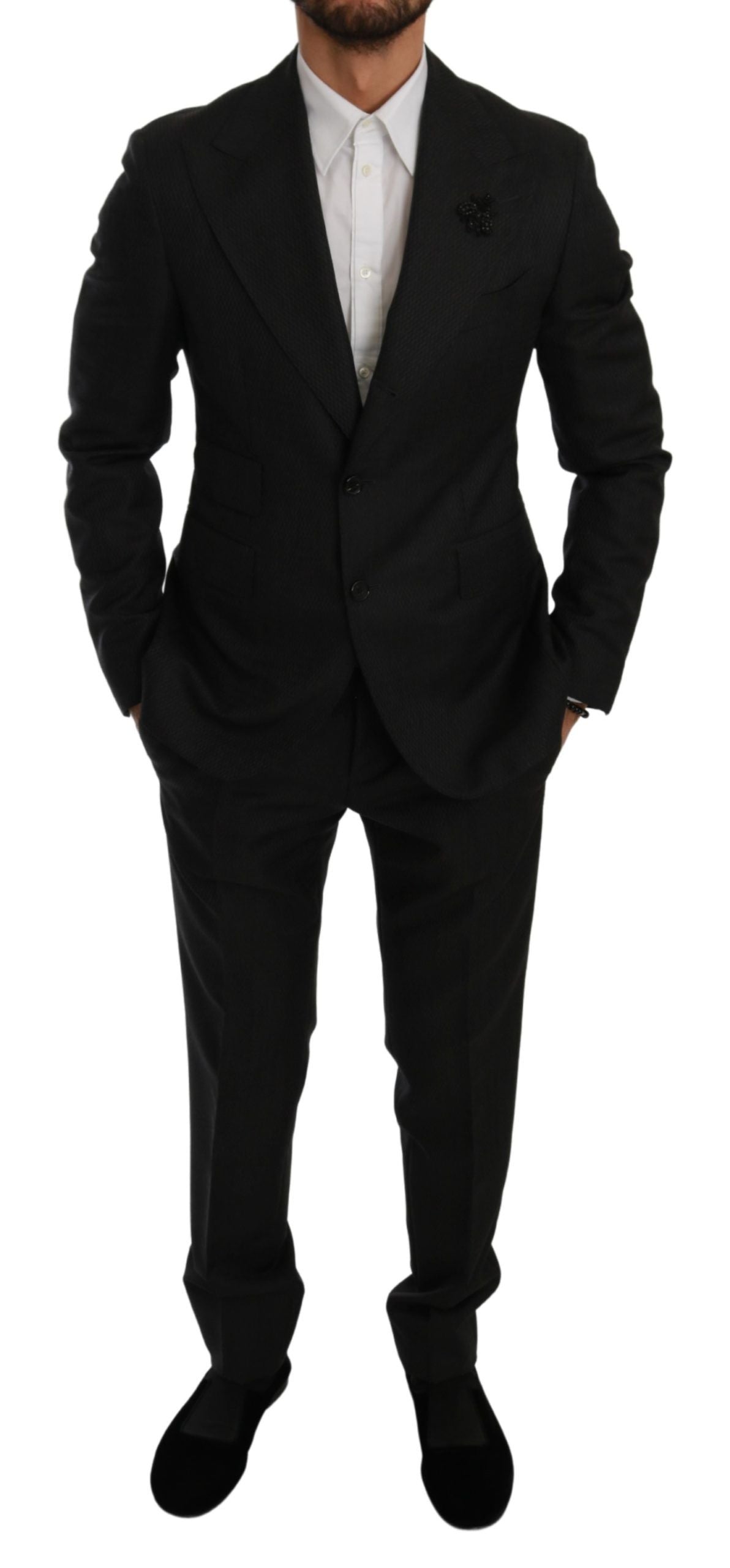 Dolce &amp; Gabbana Elegant black two-piece suit decorated with crystals