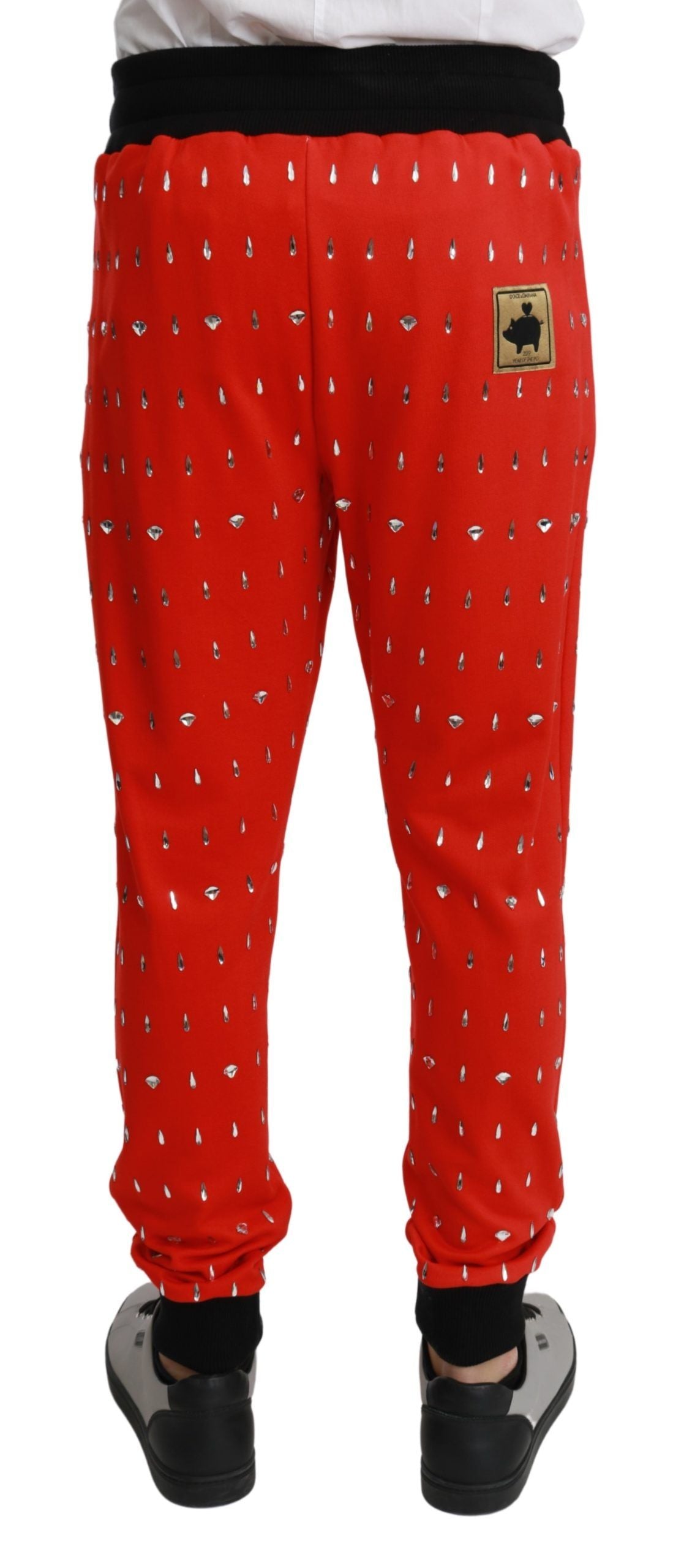 Dolce & Gabbana Schicke rote Sweatpants mit Sparschwein-Aufdruck