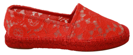 Dolce &amp; Gabbana Red Viscose Espadrilles Flat Shoes