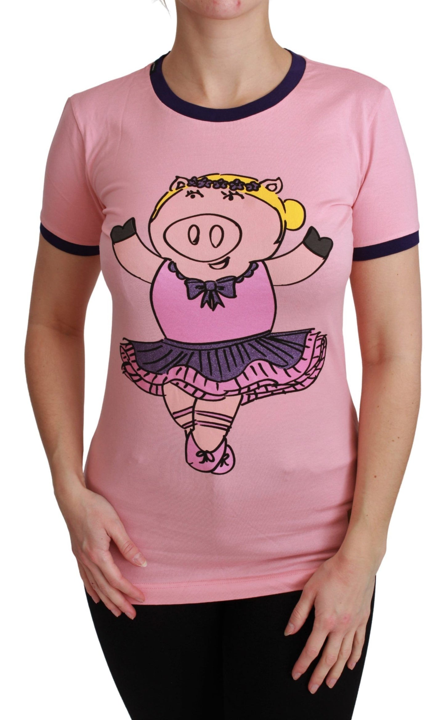 Dolce &amp; Gabbana Pink Crew Neck T-Shirt Year of the Pig