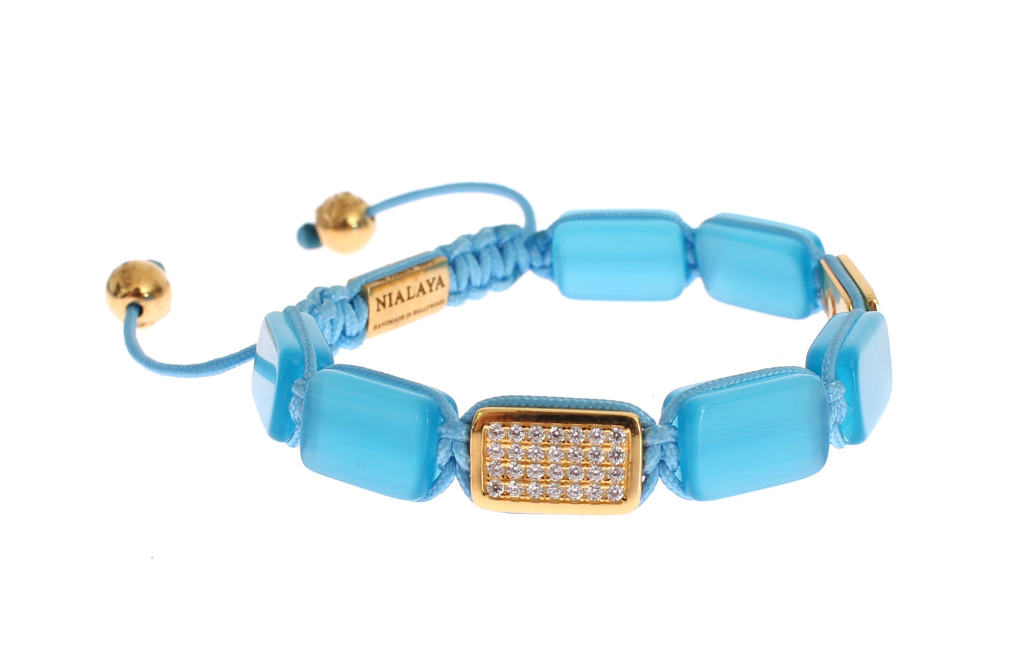 Nialaya Elegant bracelet with blue opal and diamonds