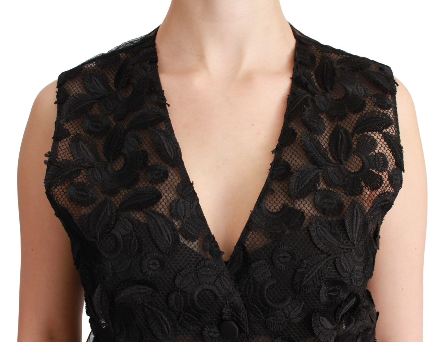 Dolce &amp; Gabbana Elegant floral vest in black silk blend