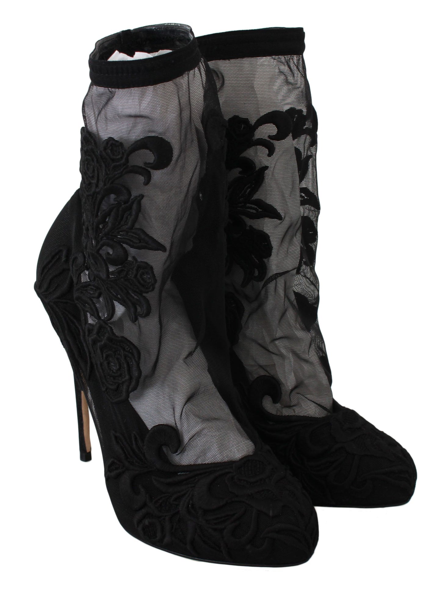 Dolce &amp; Gabbana Embroidered Floral Stiletto Sock Boots