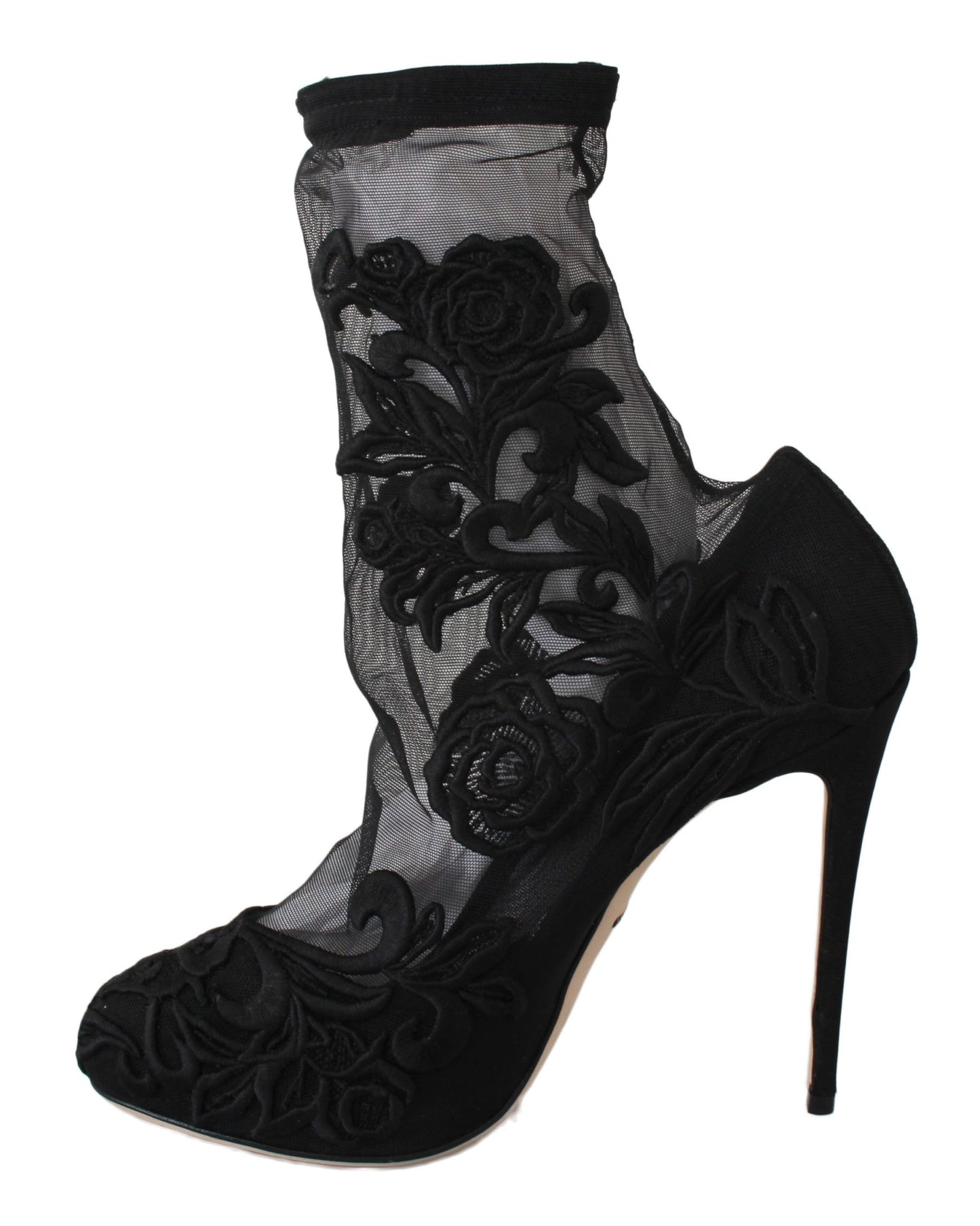 Dolce &amp; Gabbana Embroidered Floral Stiletto Sock Boots