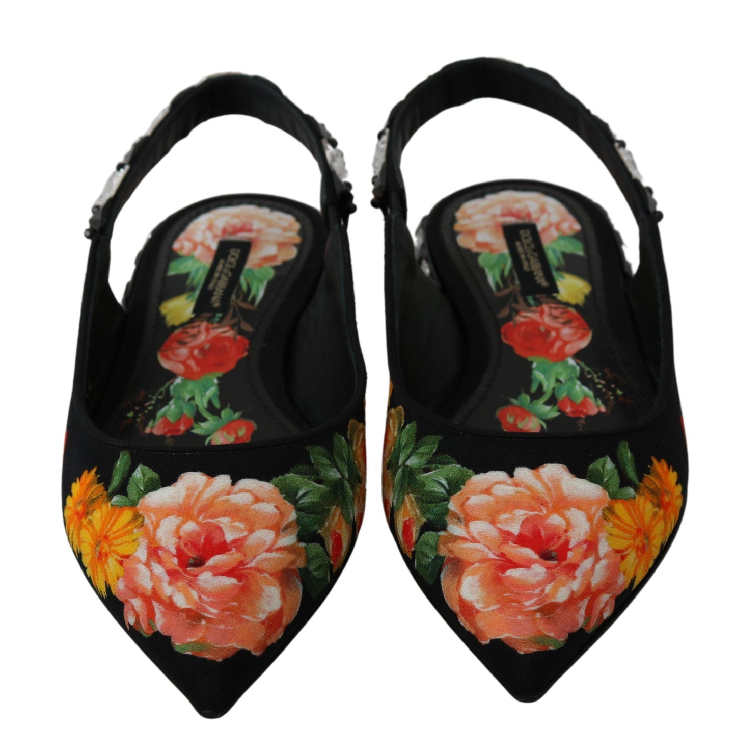 Dolce & Gabbana Elegante florale Flats mit Kristallverzierung