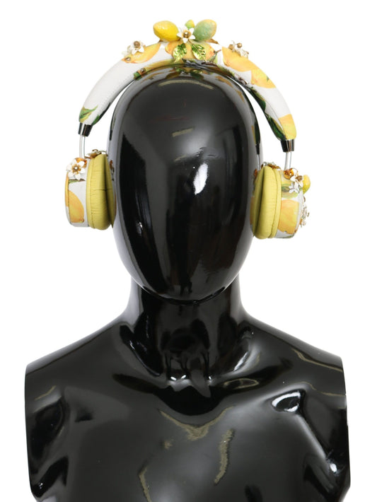 Dolce &amp; Gabbana Glamorous Leather Headphones with Gold Trim