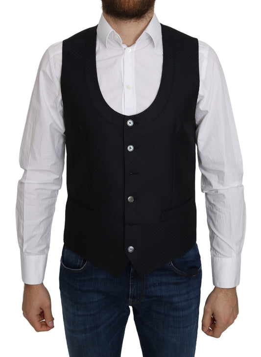 Dolce &amp; Gabbana Elegant blue silk blend vest for formal occasions