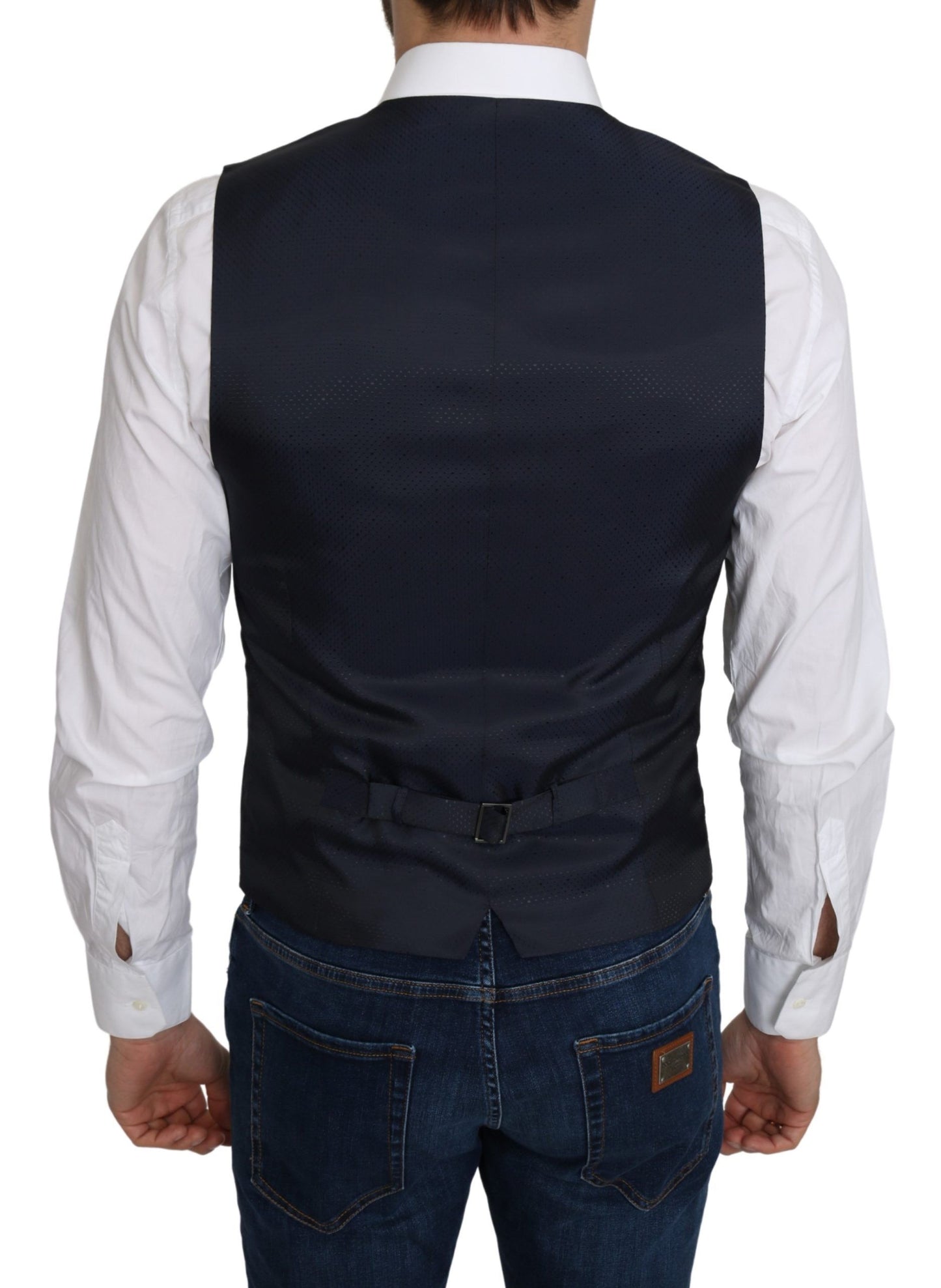 Dolce &amp; Gabbana Elegant blue silk blend vest for formal occasions