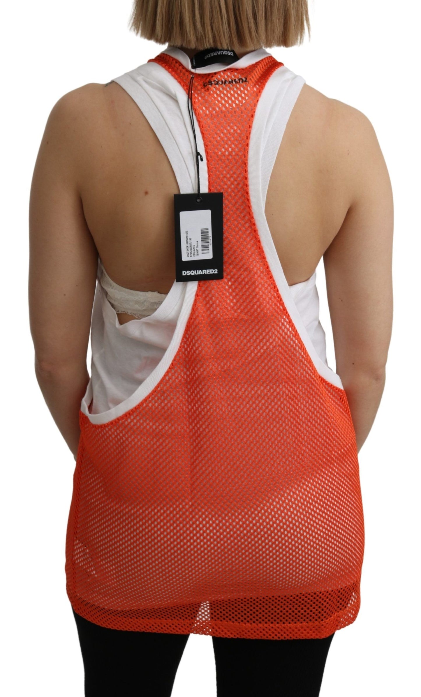 Dsquared² Elegant sleeveless cotton tank in orange