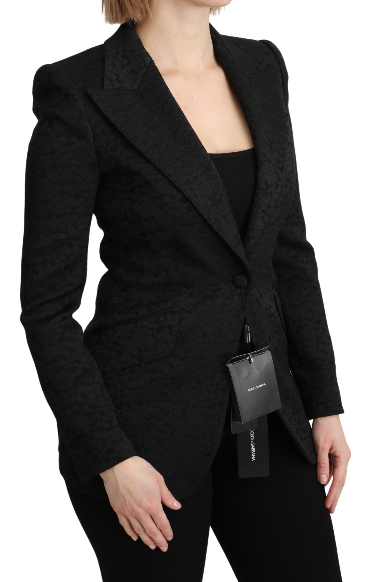 Dolce &amp; Gabbana Elegant single-breasted blazer in black brocade