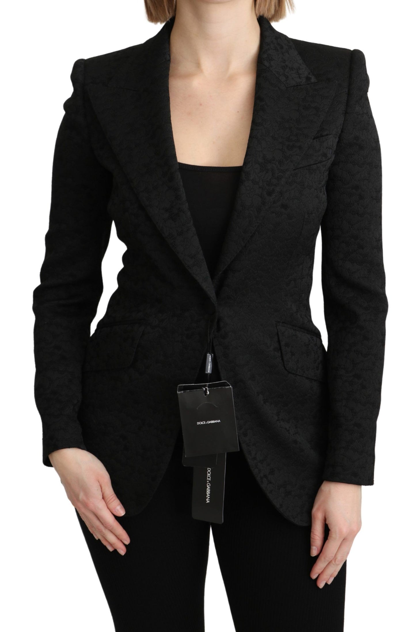 Dolce &amp; Gabbana Elegant single-breasted blazer in black brocade