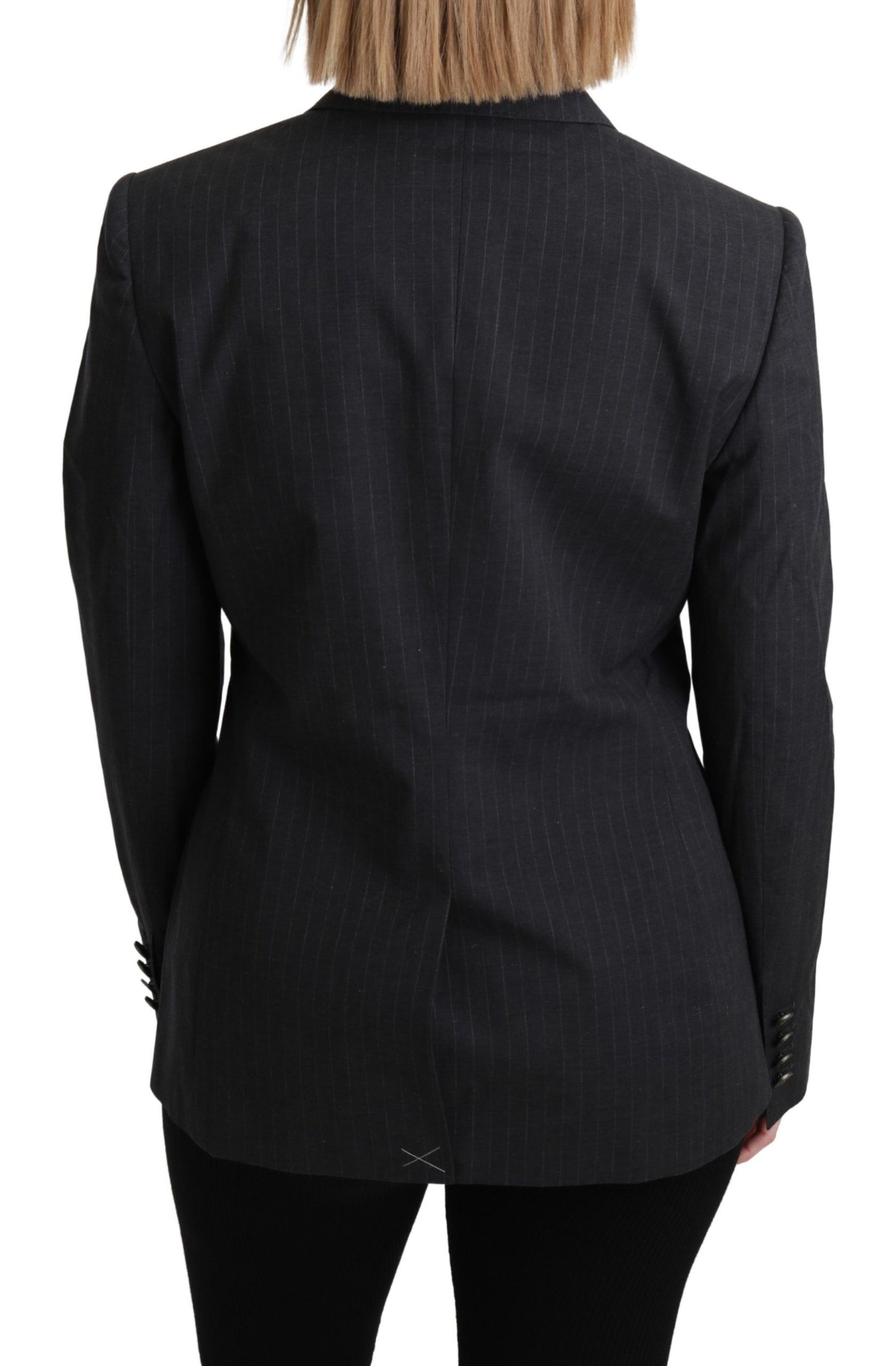 Dolce &amp; Gabbana Elegant grey striped cotton blazer