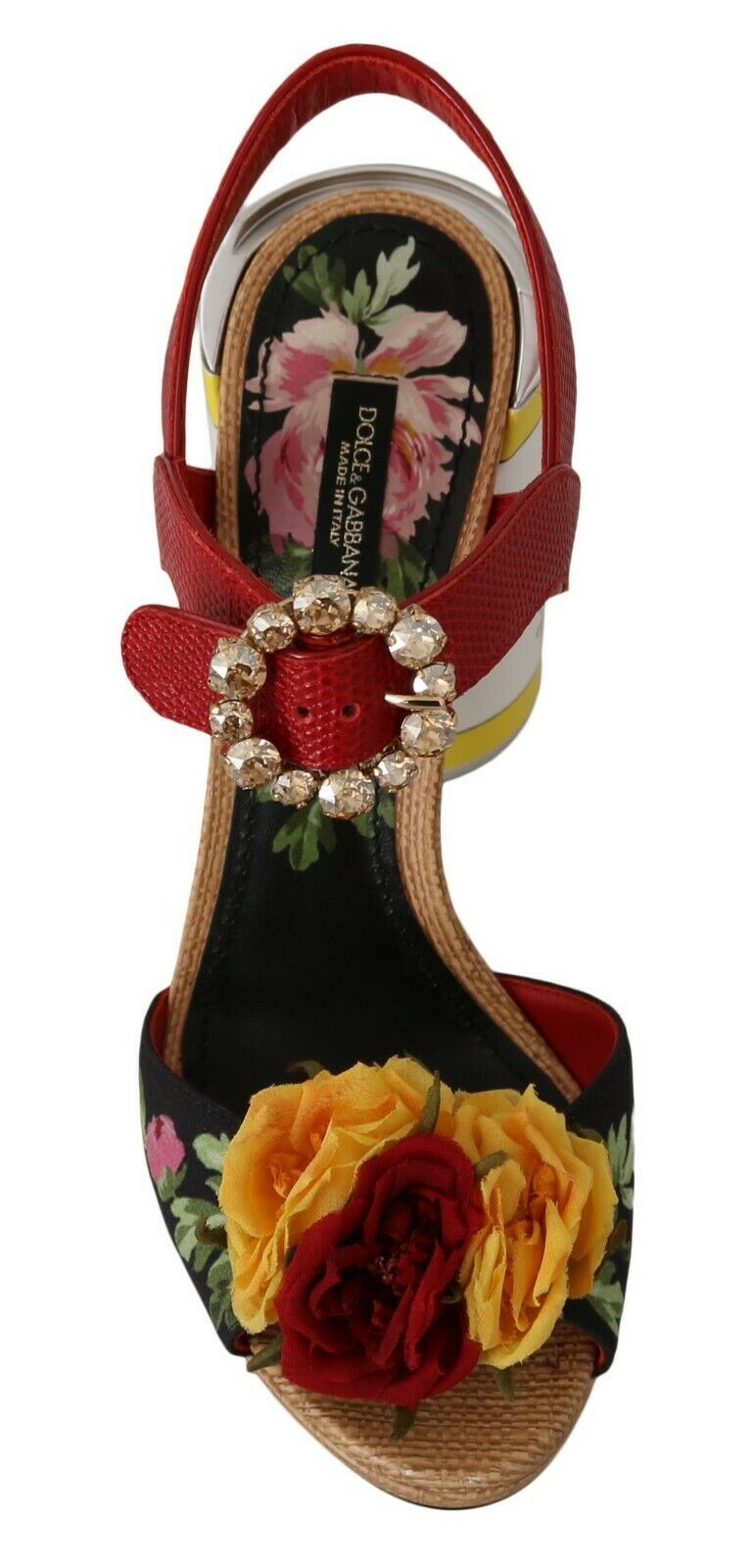 Dolce &amp; Gabbana Multicolor Floral Crystal Embellished Sandals