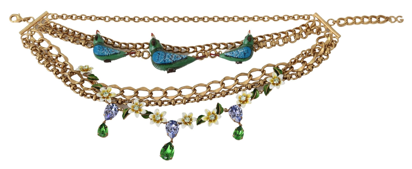 Dolce &amp; Gabbana Exquisite Crystal and Brass Necklace