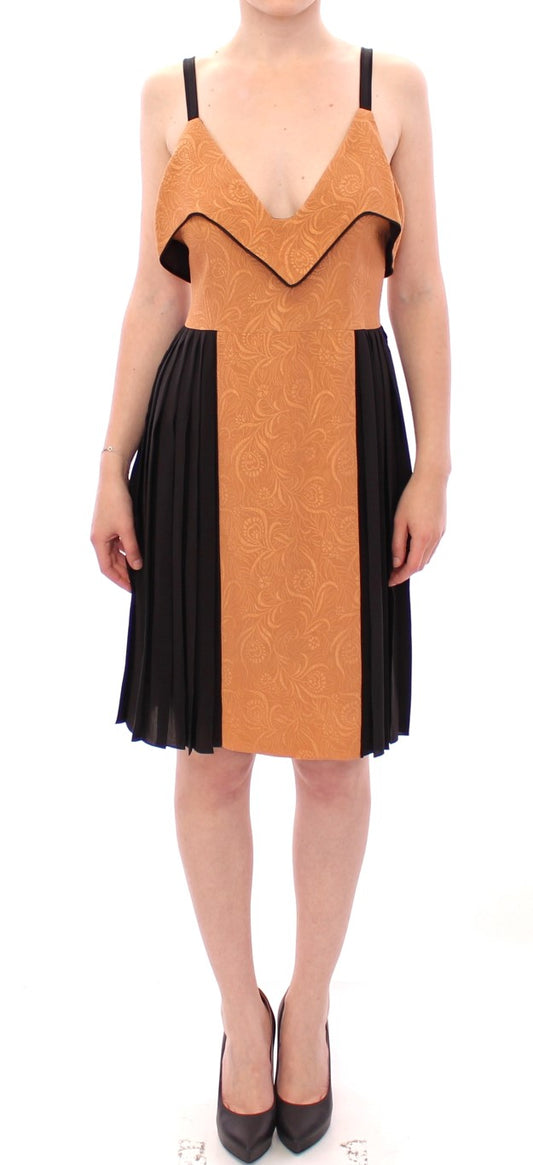 FILOS Bronze &amp; Black Sleeveless Silk Shift Dress