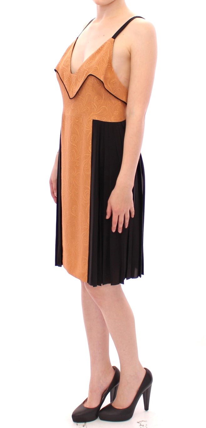 FILOS Bronze &amp; Black Sleeveless Silk Shift Dress