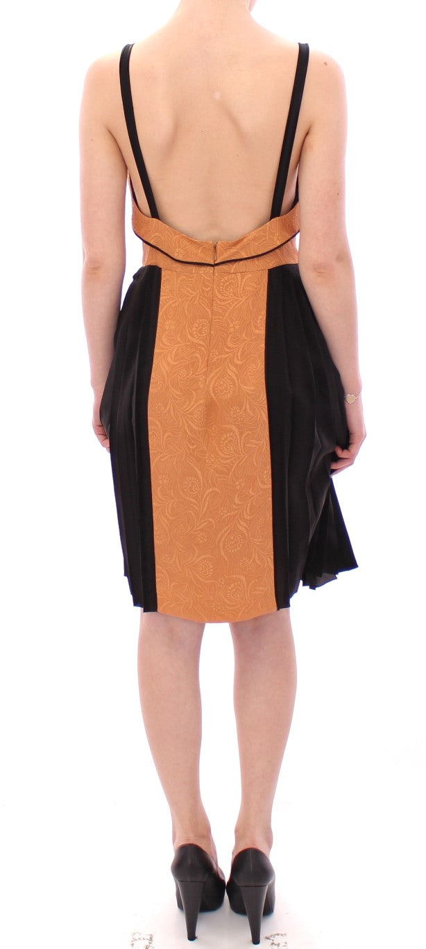 FILOS Bronze &amp; Black Sleeveless Silk Shift Dress