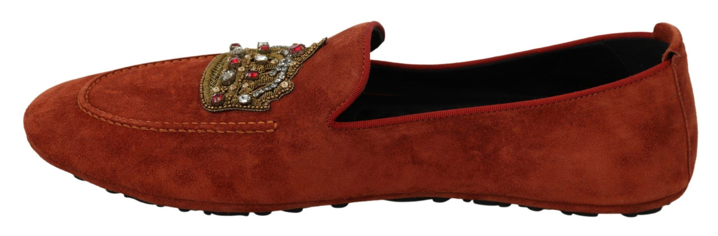 Dolce & Gabbana Elegante orangefarbene Mokassin-Pantoffeln aus Leder