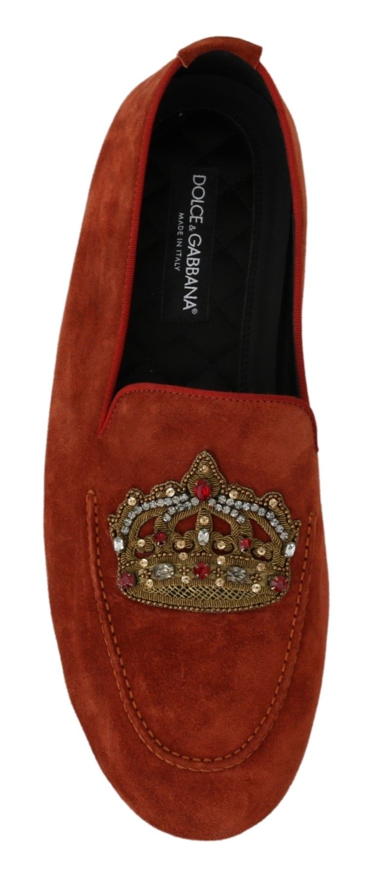 Dolce & Gabbana Elegante orangefarbene Mokassin-Pantoffeln aus Leder