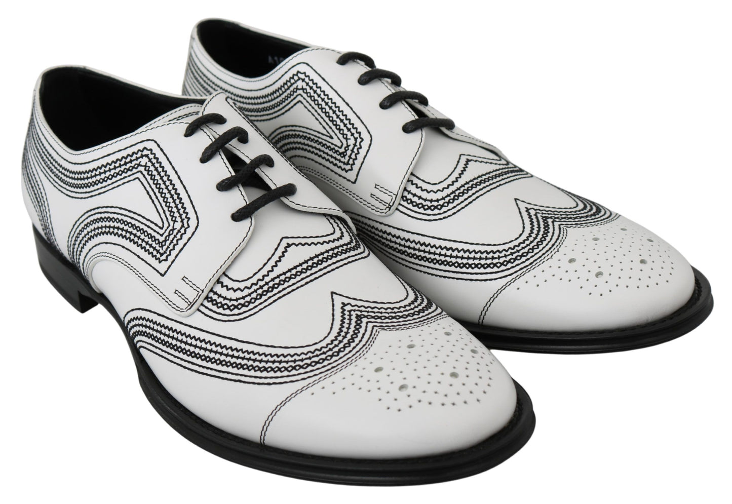 Dolce &amp; Gabbana Elegant Derby Shoes in White Leather