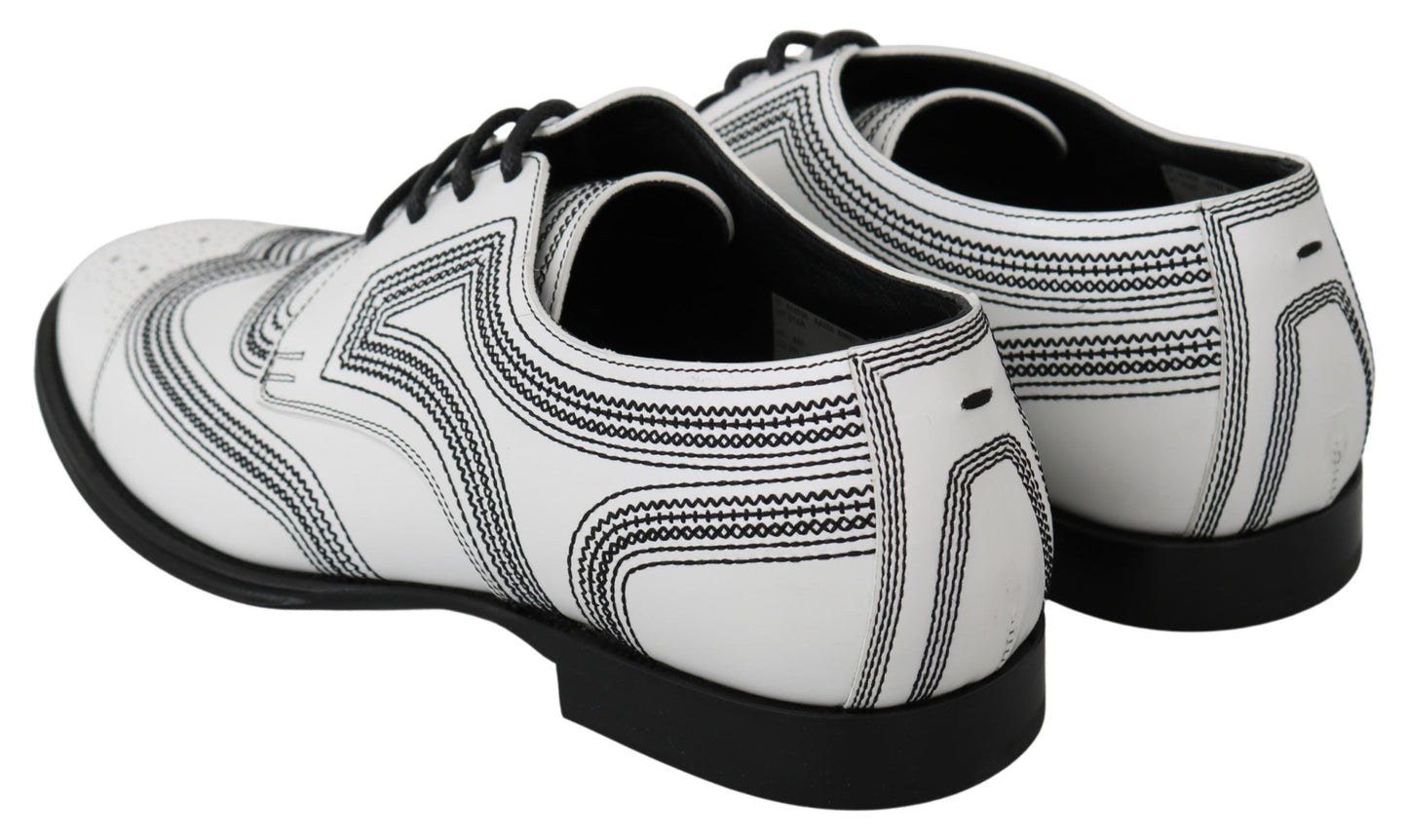 Dolce &amp; Gabbana Elegant Derby Shoes in White Leather