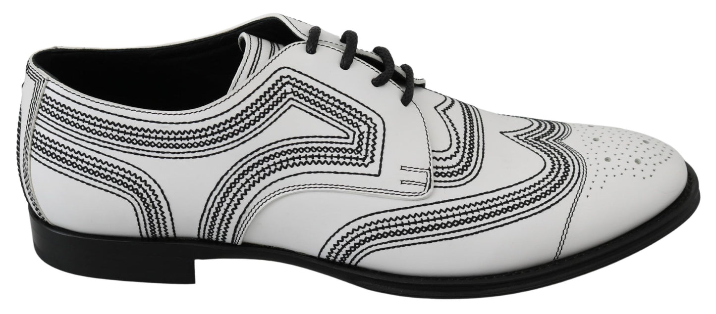 Dolce &amp; Gabbana Elegant Derby Shoes in White Leather