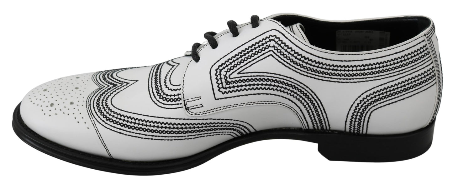 Dolce &amp; Gabbana Elegant Derby Shoes in White Leather