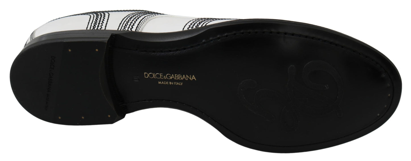 Dolce &amp; Gabbana Elegant Derby Shoes in White Leather