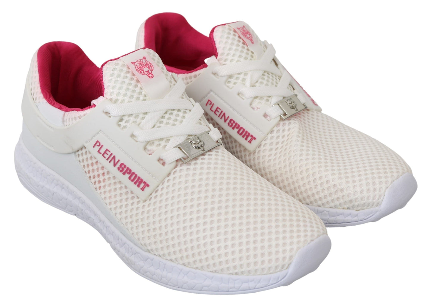 Philipp Plein Chic white Becky sneakers with pink accents